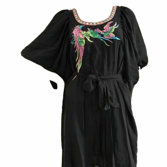 MATTHEW WILLIAMSON H&M NEW NWT $199 SZ 6 S SMALL BLACK SILK EMBROIDERED DRESS - Picture 7 of 15
